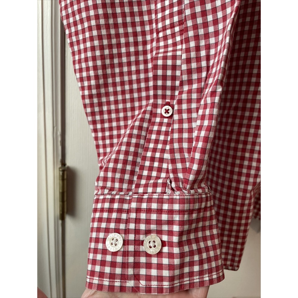 Fairway & Greene Mens Button Up Shirt Cotton XLarge Red White Check Long Sleeve - Picture 5 of 16